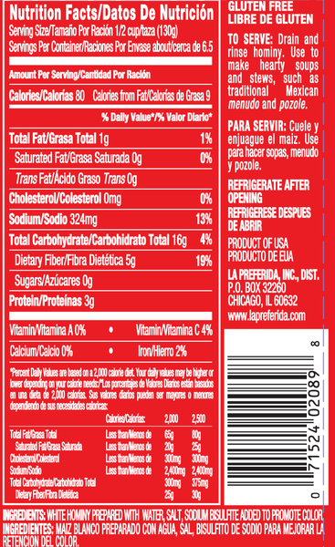 White Hominy #10 Can – Foodservice Food Items La Preferida