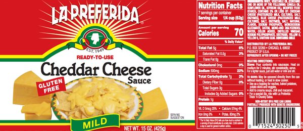 Cheddar Cheese Sauce Food Items La Preferida