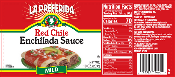 Red Enchilada Sauce, Mild Food Items La Preferida