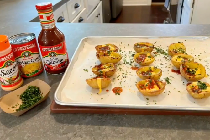 La Preferida Mini Loaded Potato Skins Recipe, mini potato skins, potato skins recipe, loaded potato skins, easy potato skins