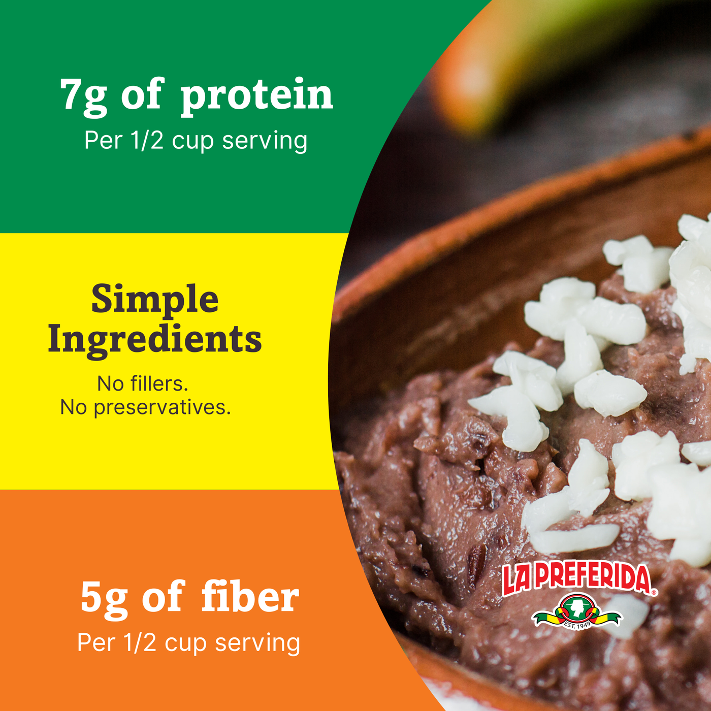 Authentic Refried Black Beans Food Items La Preferida