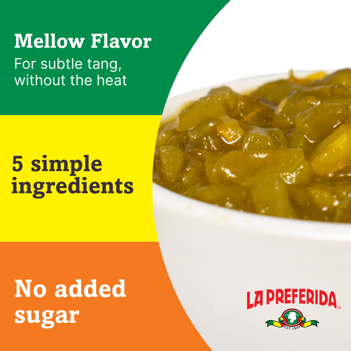 Mild Diced Green Chiles, 4oz (Fire-Roasted & Peeled) | La Preferida