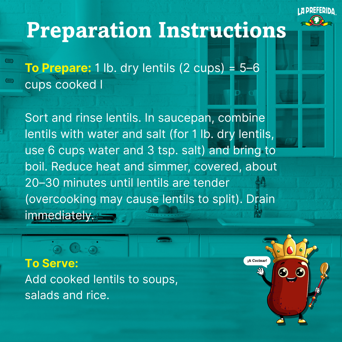 Lentils – Dry, 1 LB Food Items La Preferida