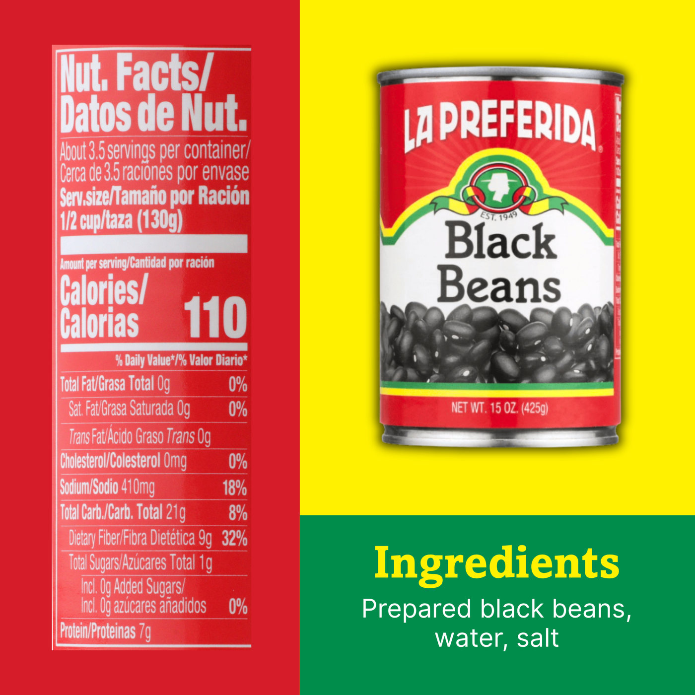 Black Beans Food Items La Preferida