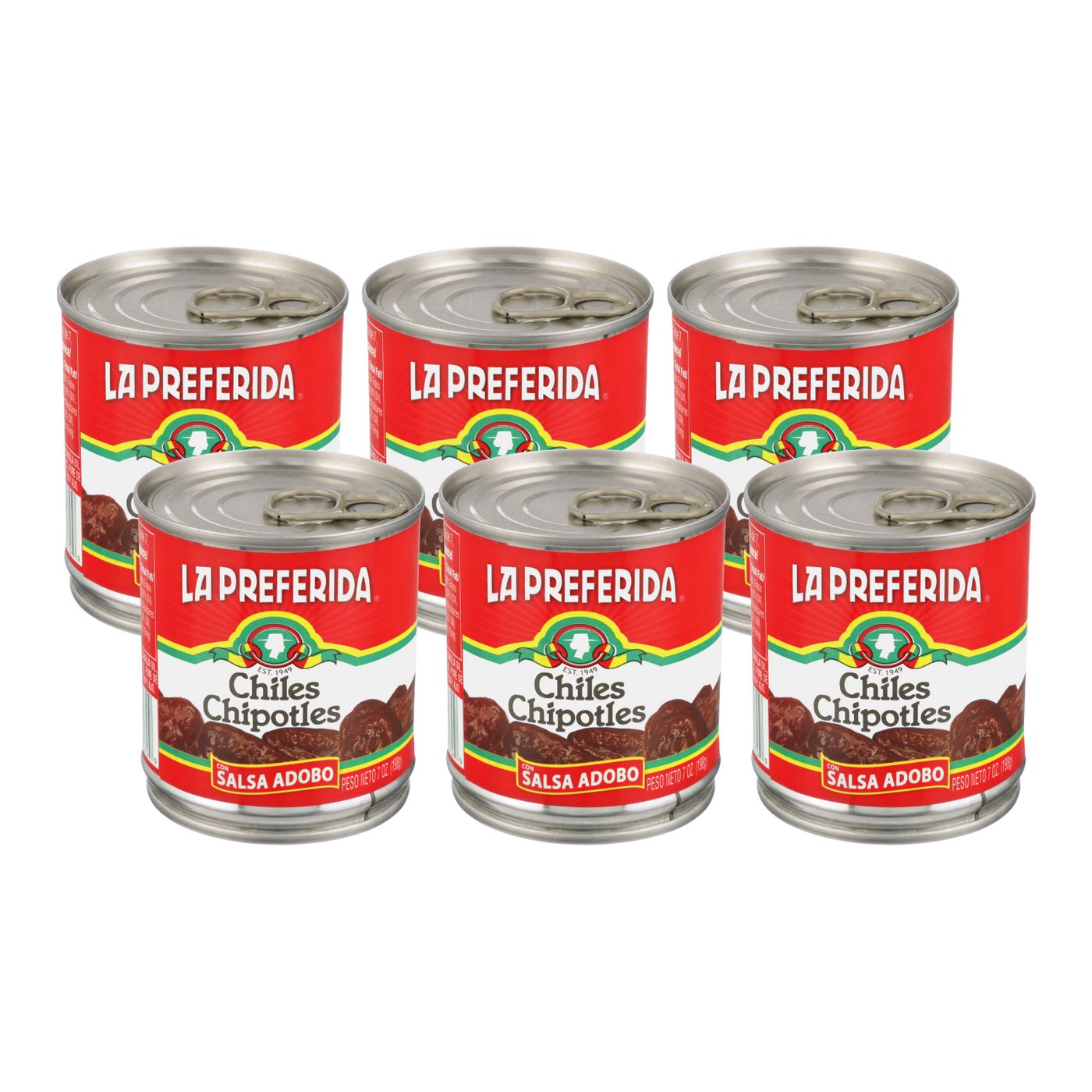 Whole Chipotle Peppers (in Adobo - HOT Food Items La Preferida 6 Pack