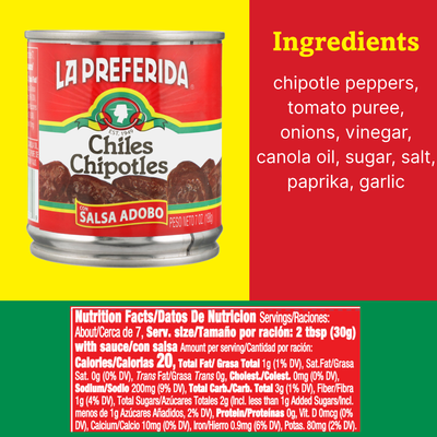 Whole Chipotle Peppers (in Adobo - HOT Food Items La Preferida