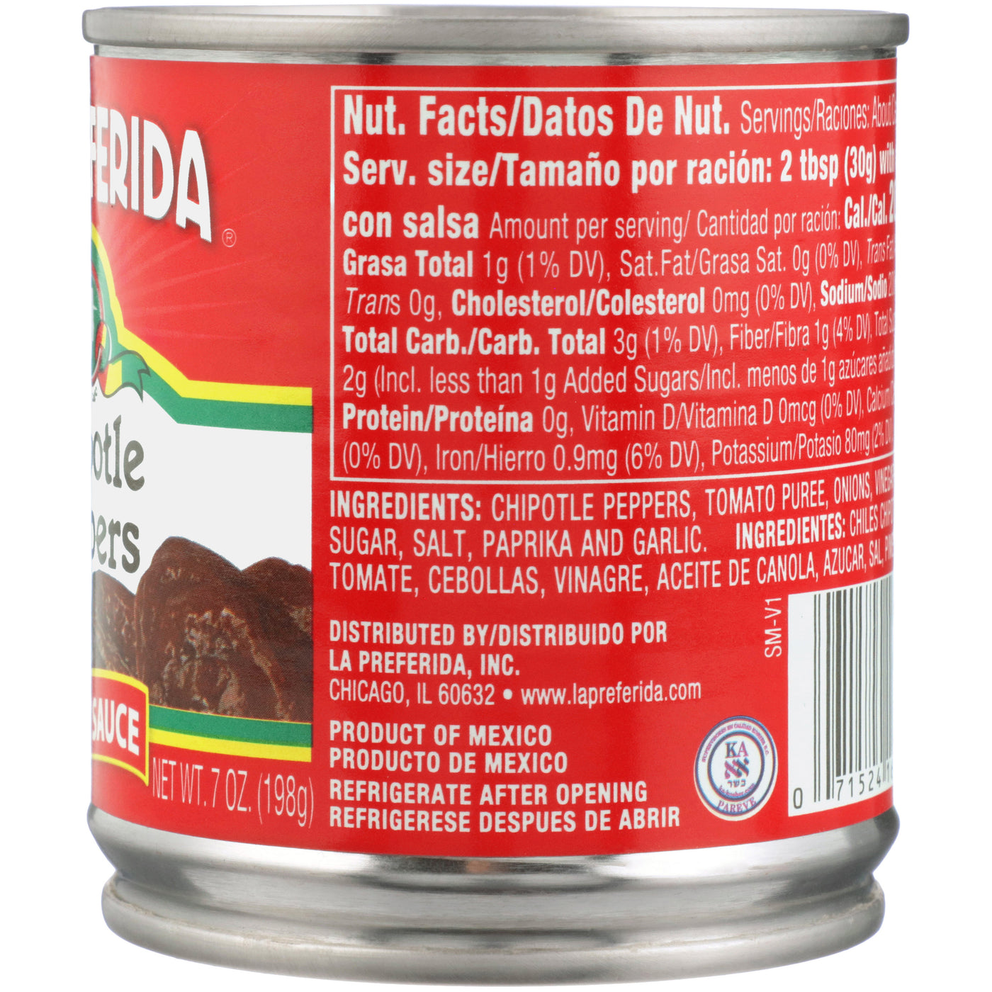 Whole Chipotle Peppers (in Adobo - HOT Food Items La Preferida