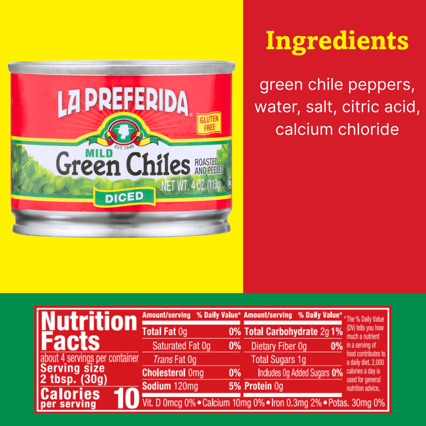 Mild Diced Green Chiles Food Items La Preferida