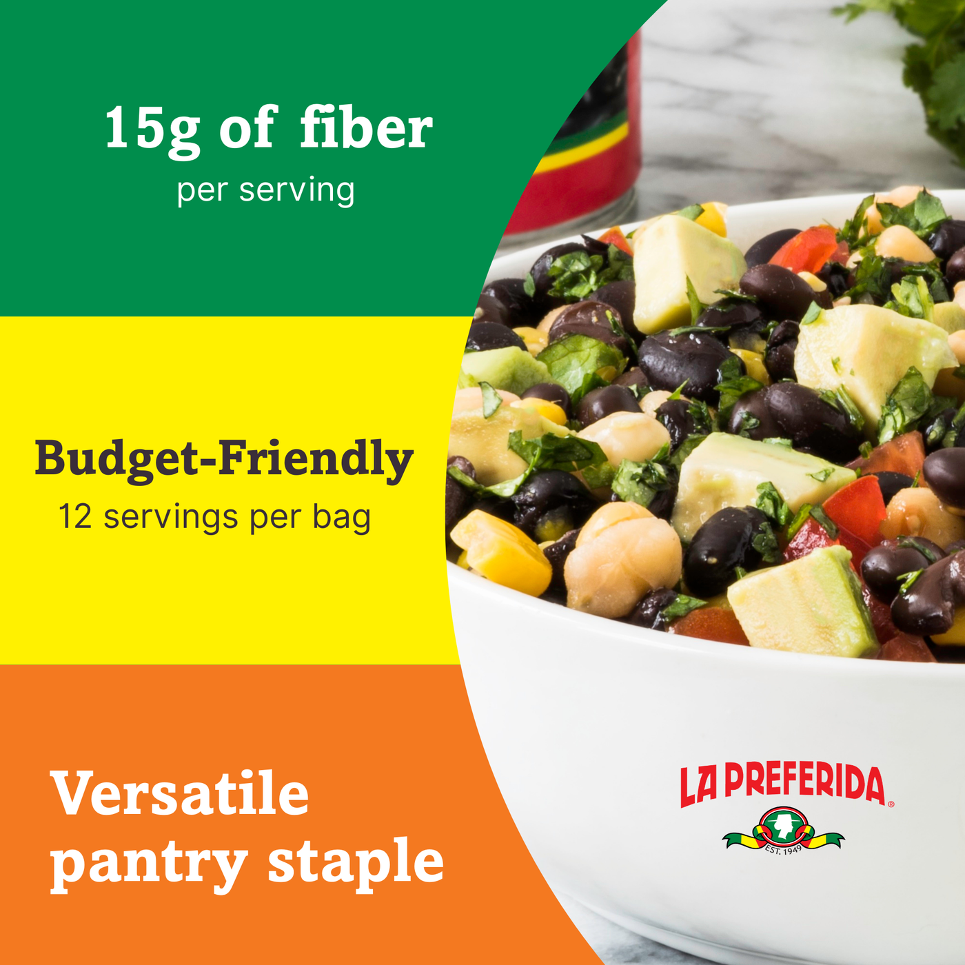 Black Beans – Dry, 1 LB Food Items La Preferida