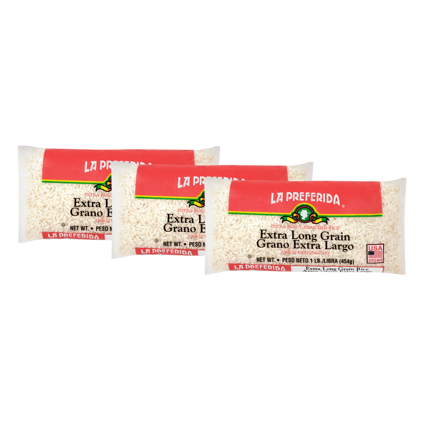 Extra Long Grain White Rice, 1 LB Food Items La Preferida 3 Pack