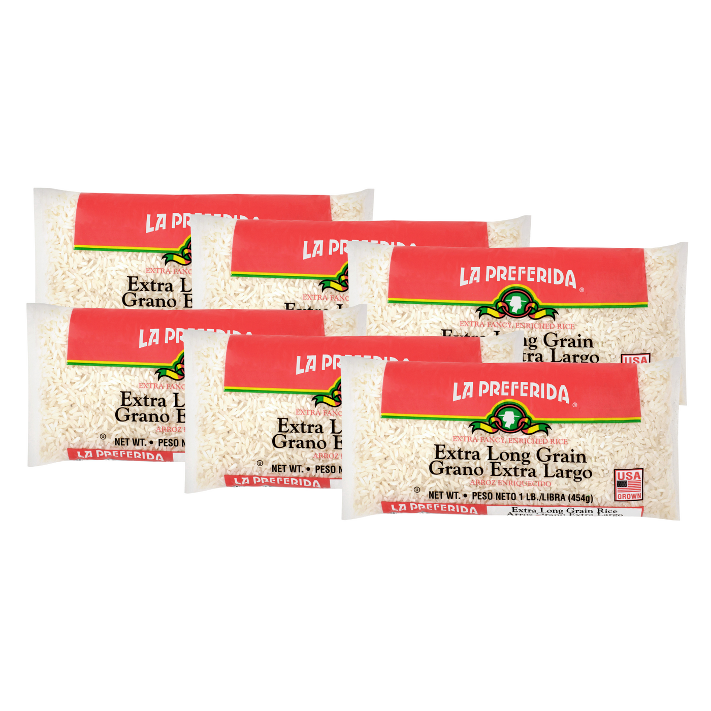 Extra Long Grain White Rice, 1 LB Food Items La Preferida 6 Pack