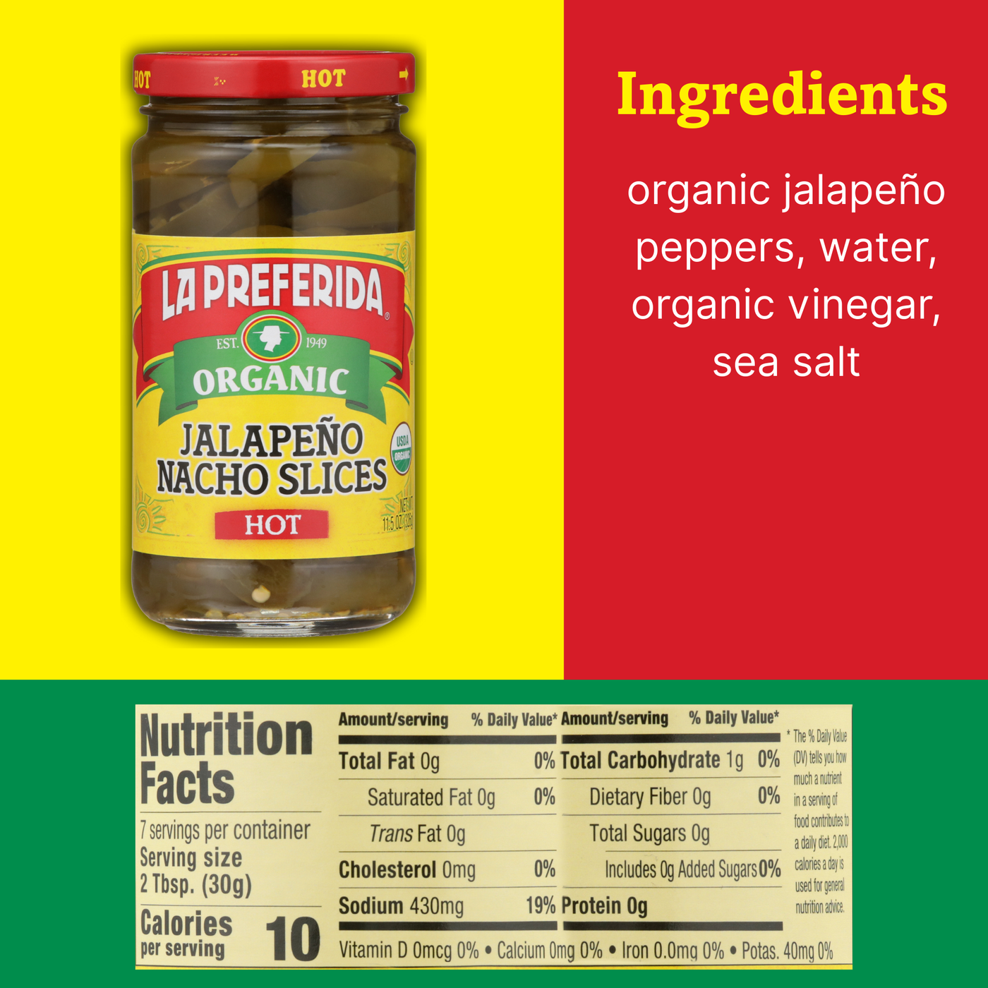 Organic Jalapeño Slices, Hot Food Items La Preferida