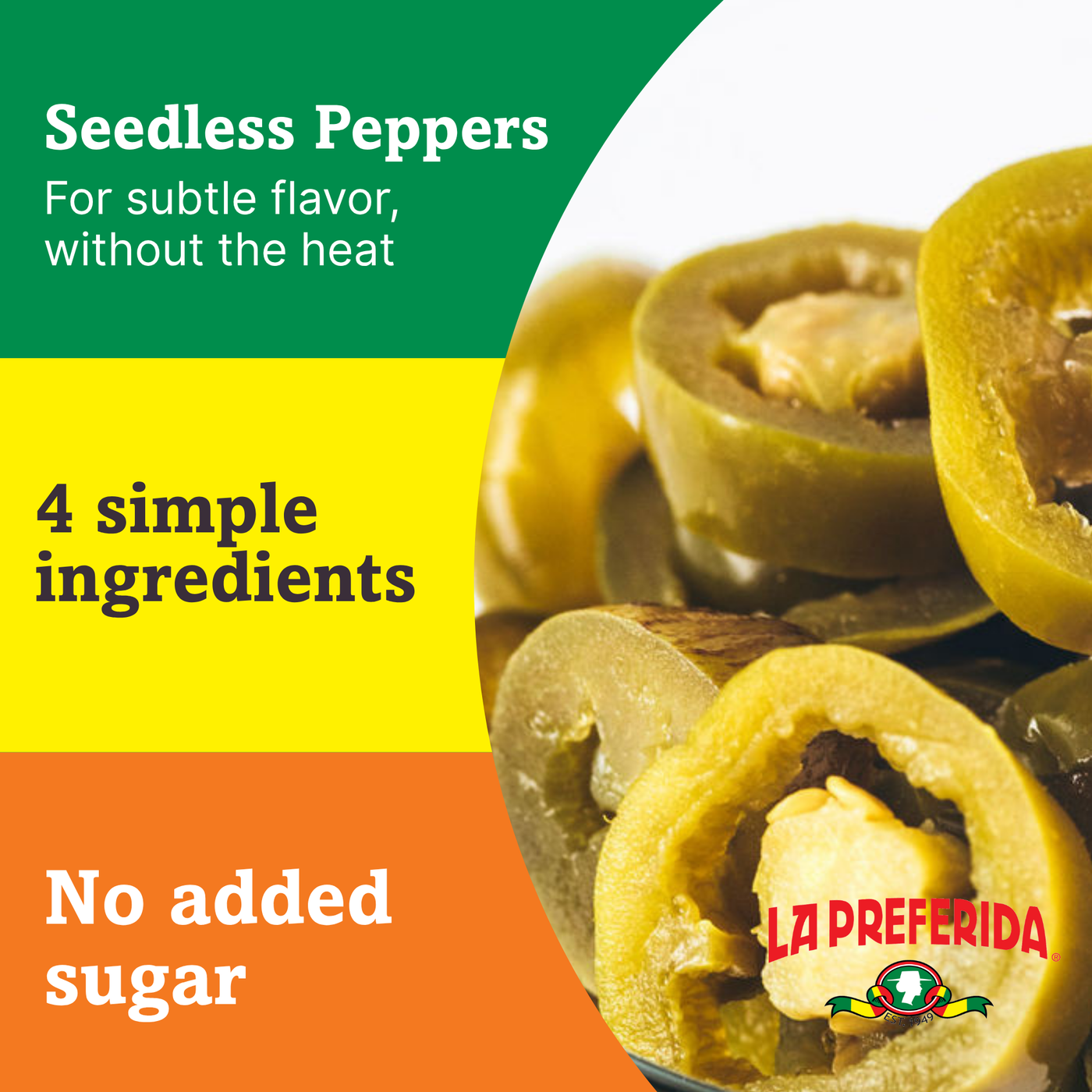 Organic Jalapeño Slices, Mild Food Items La Preferida