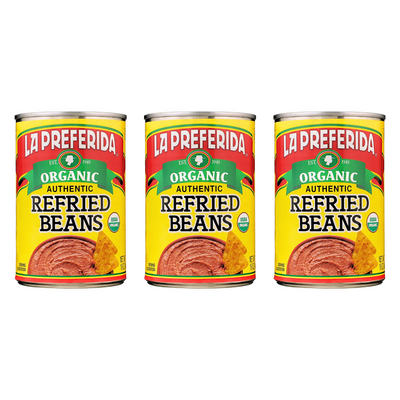 Three-pack of USDA organic refried beans, a wholesome and lard-free choice.