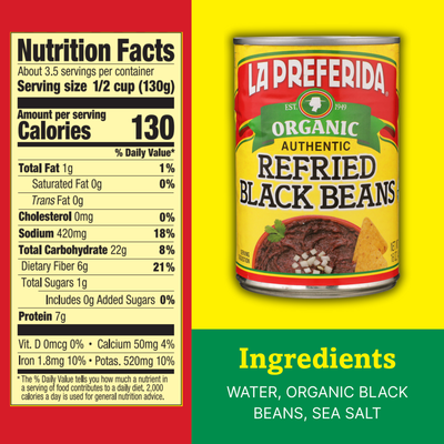 Organic Refried Black Beans Food Items La Preferida