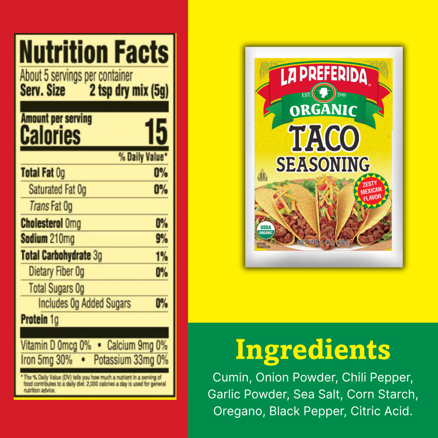 Organic Taco Seasoning Food Items La Preferida