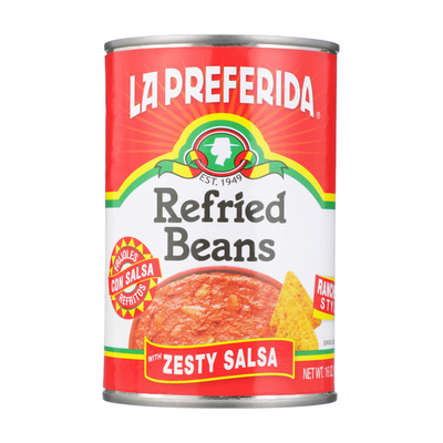 Zesty Salsa Refried Beans Food Items La Preferida
