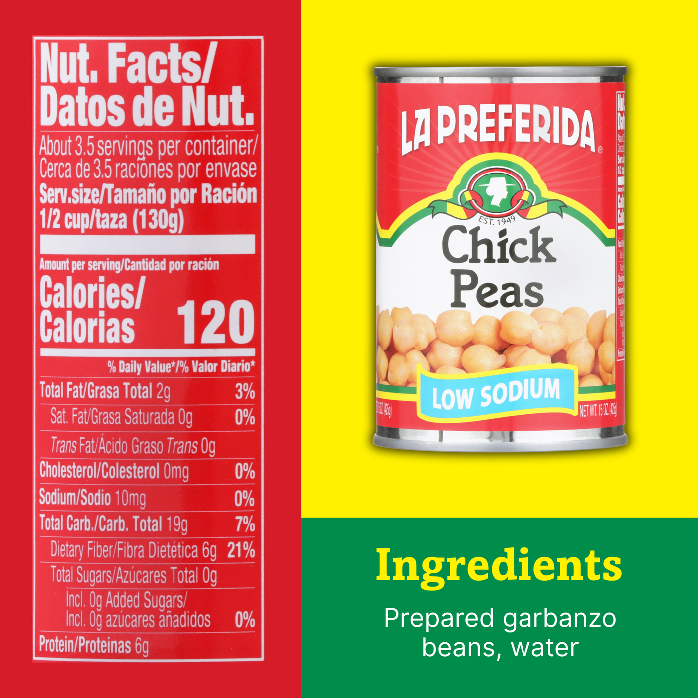 Chick Peas (Low Sodium) Food Items La Preferida