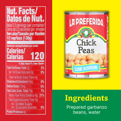 Chick Peas (Low Sodium) Food Items La Preferida