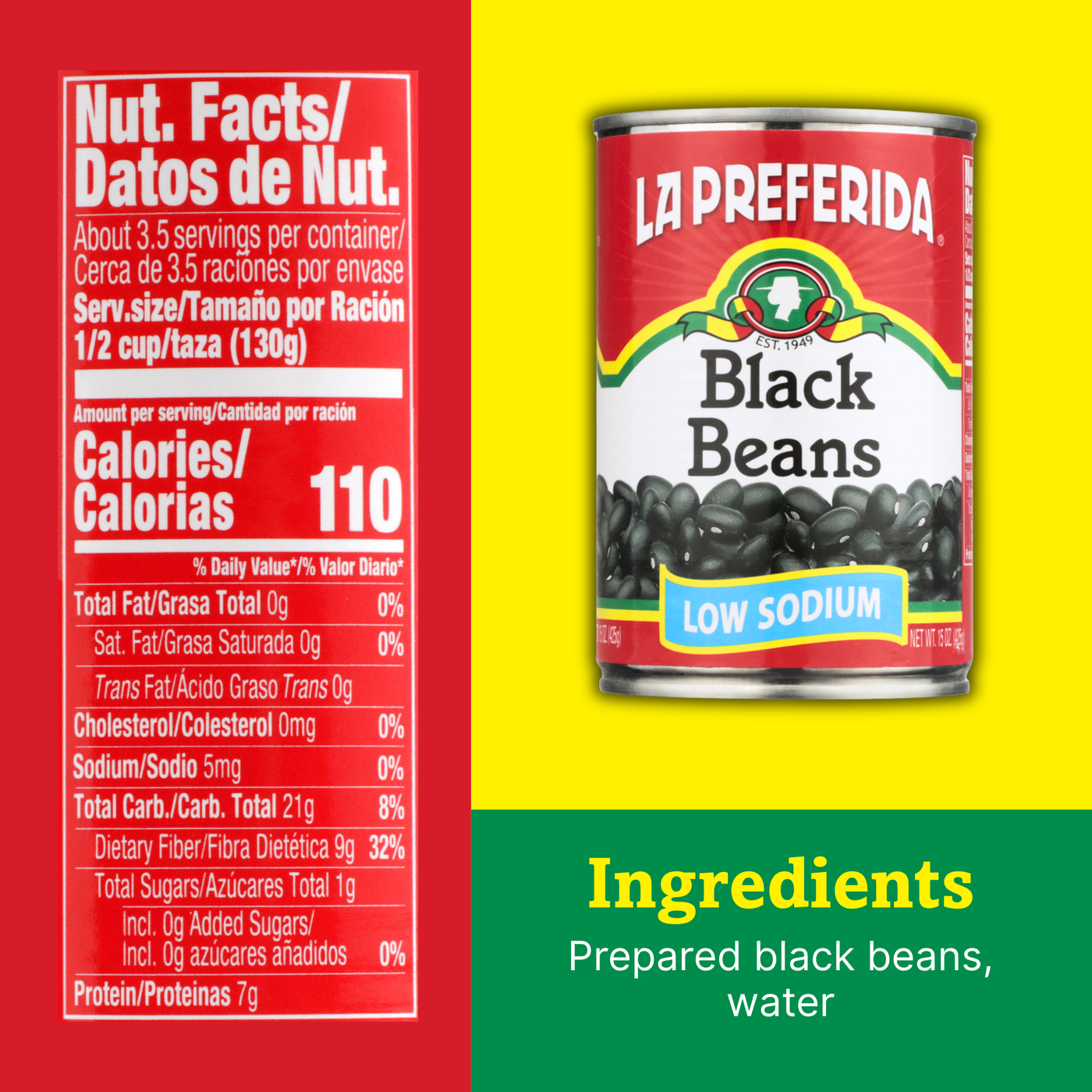 Low Sodium Black Beans Food Items La Preferida