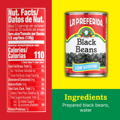 Low Sodium Black Beans Food Items La Preferida