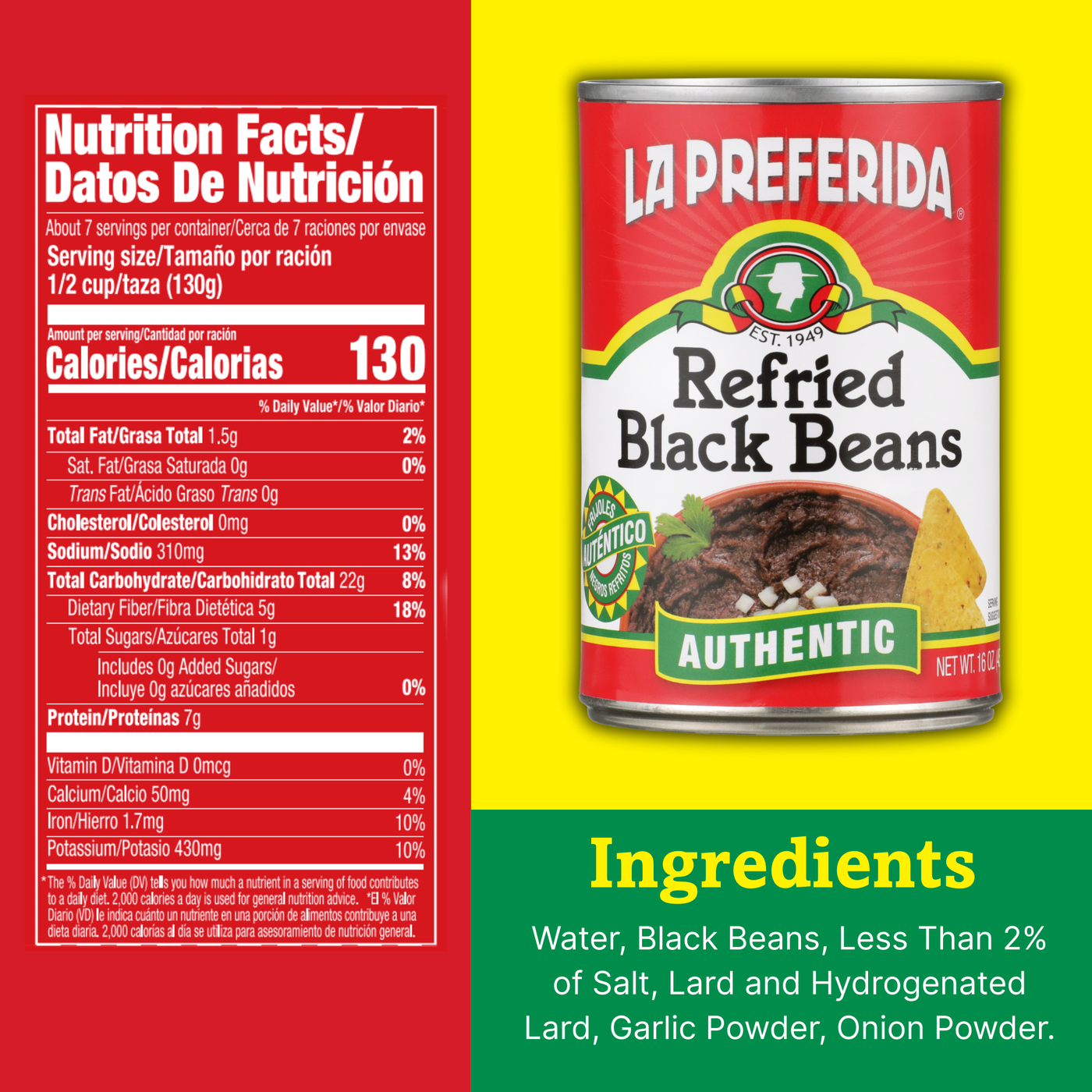 Authentic Refried Black Beans Food Items La Preferida