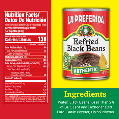 Authentic Refried Black Beans Food Items La Preferida