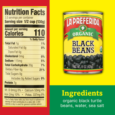 Organic Black Beans Food Items La Preferida