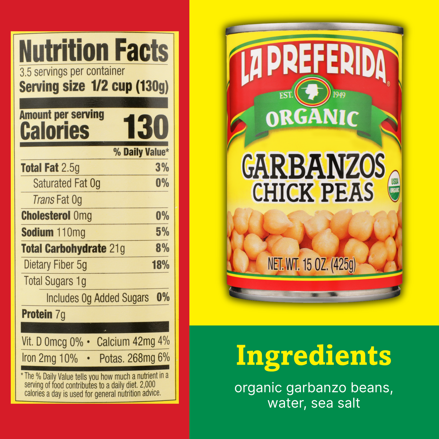 Organic Chick Peas Food Items La Preferida