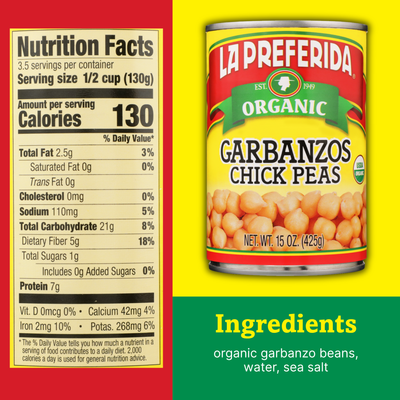Organic Chick Peas Food Items La Preferida
