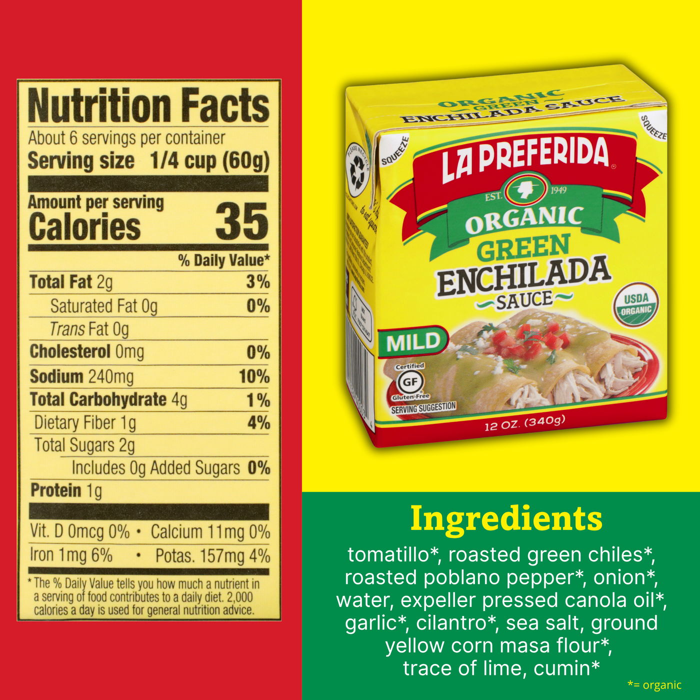 Organic Green Enchilada Sauce – Tetra Recart® Food Items La Preferida