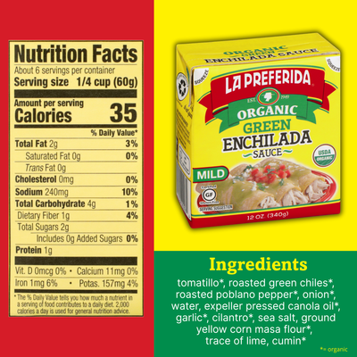 Organic Green Enchilada Sauce – Tetra Recart® Food Items La Preferida