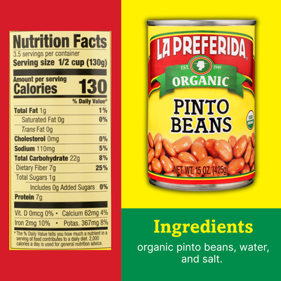 Organic Pinto Beans Food Items La Preferida