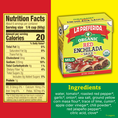 Organic Red Enchilada Sauce – Tetra Recart® Food Items La Preferida
