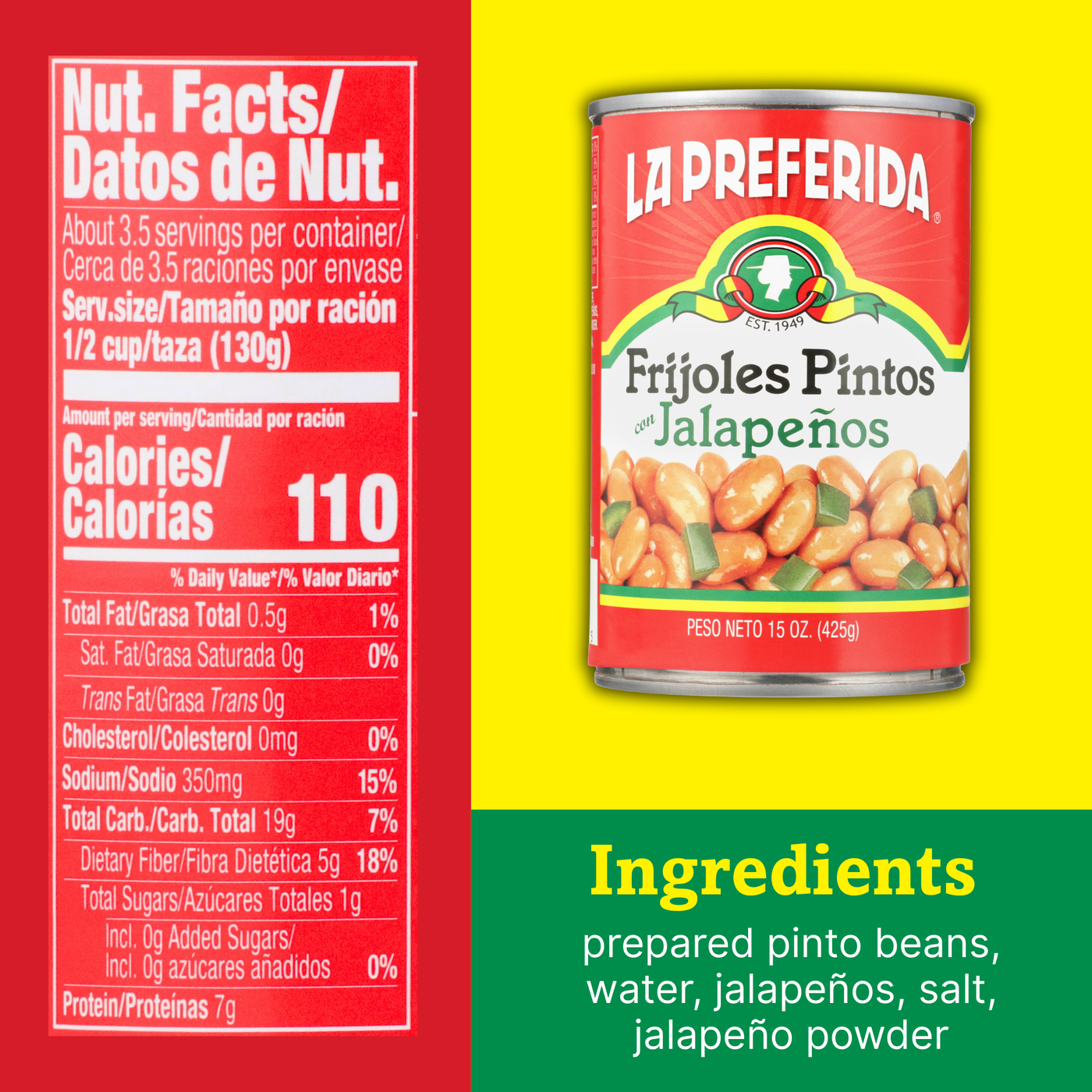 Pinto Beans with Jalapeños Grocery\Canned Goods & Soup\Canned Beans La Preferida Inc.