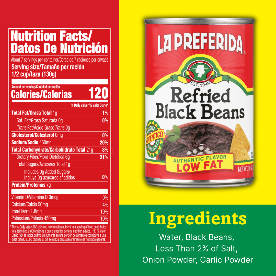 Low Fat Refried Black Beans (16 oz) | La Preferida