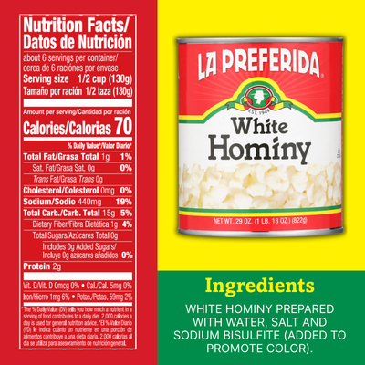 Hominy (White) Food Items La Preferida