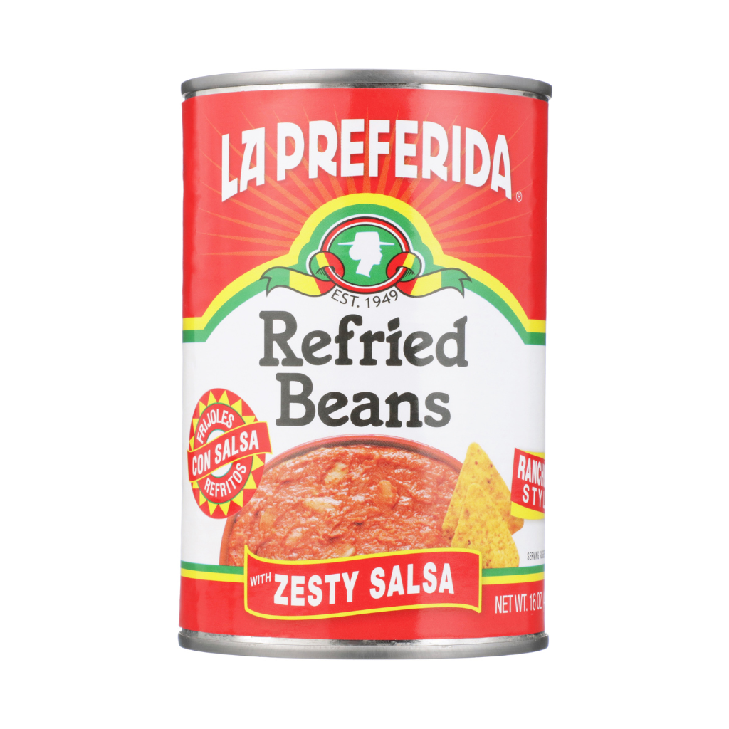 Zesty Salsa Refried Beans Food Items La Preferida