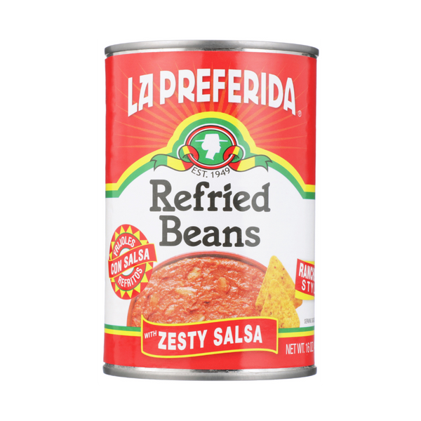 Zesty Salsa Refried Beans Food Items La Preferida