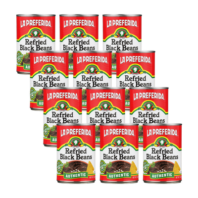 Authentic Refried Black Beans Food Items La Preferida 12 Pack