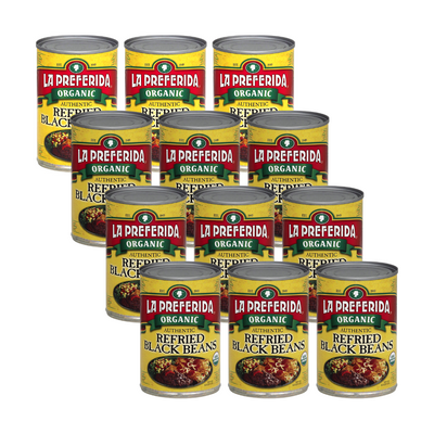 Organic Refried Black Beans Food Items La Preferida 12 Pack