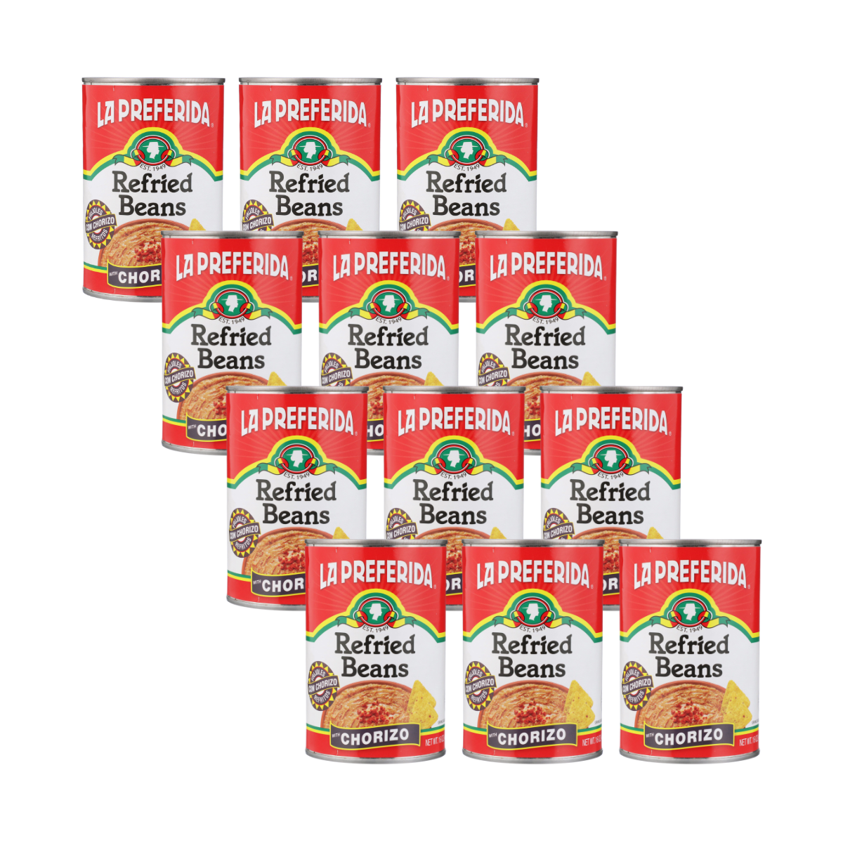 Chorizo Refried Beans Food Items La Preferida 12 Pack