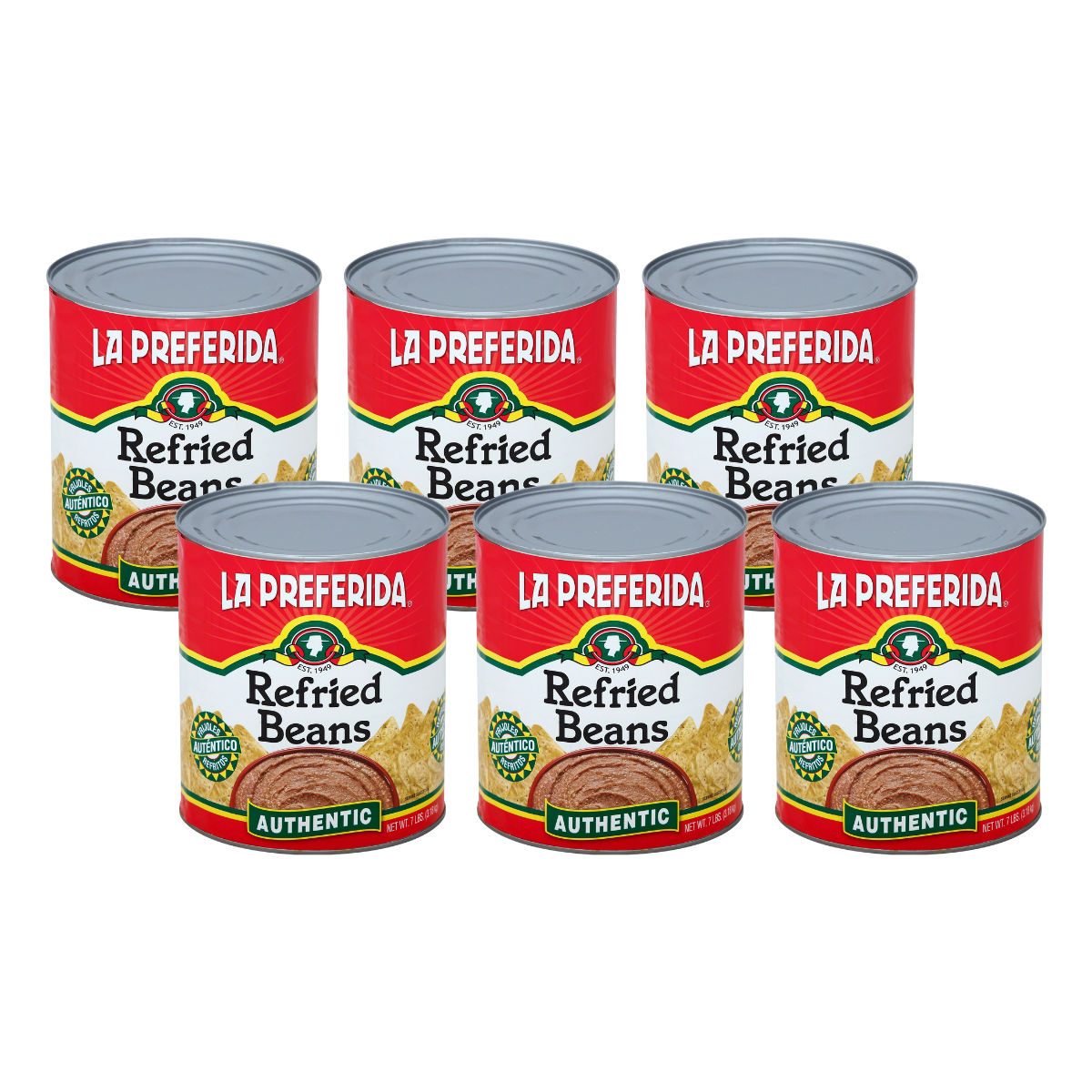 Refried Pinto Beans, Authentic 7 LB - Foodservice