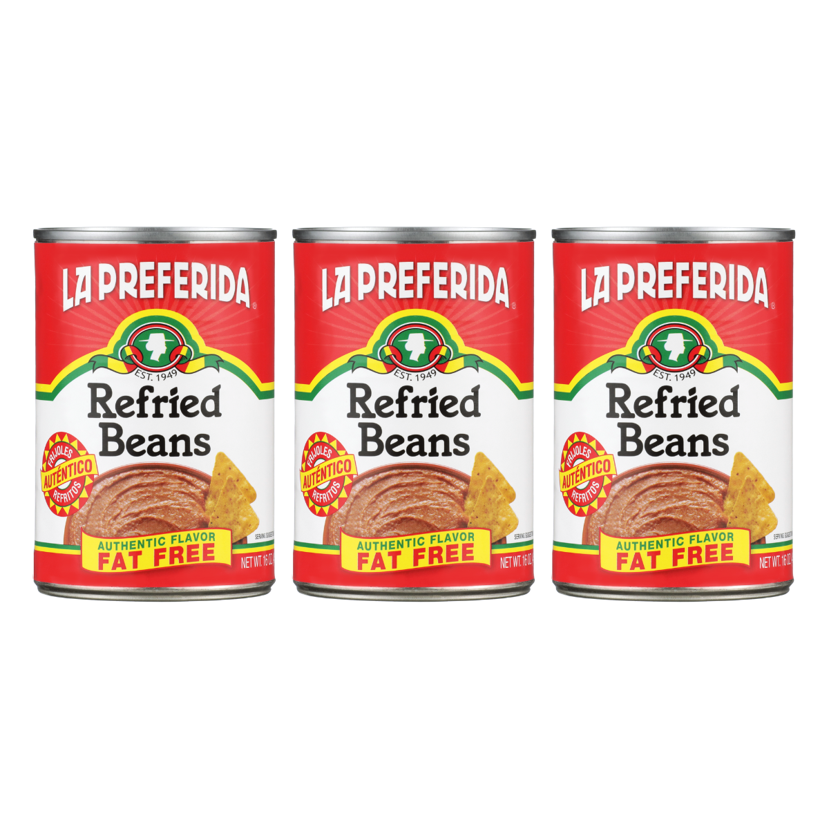 Fat Free Refried Pinto Beans Food Items La Preferida 3 Pack