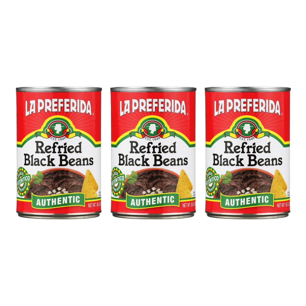 Authentic Refried Black Beans Food Items La Preferida 3 Pack