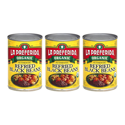 Organic Refried Black Beans Food Items La Preferida 3 Pack