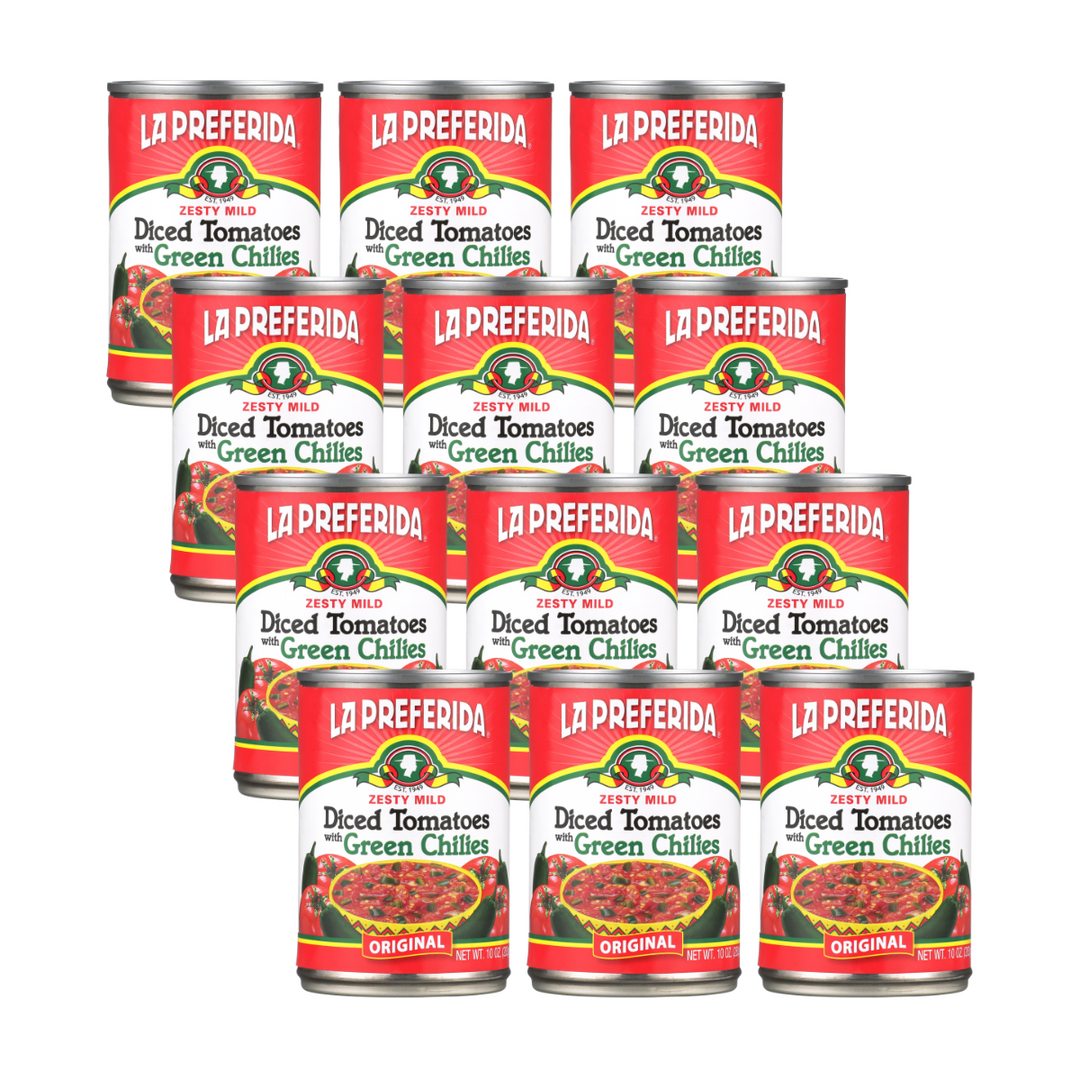 Diced Tomatoes with Green Chilies (10 oz) | La Preferida