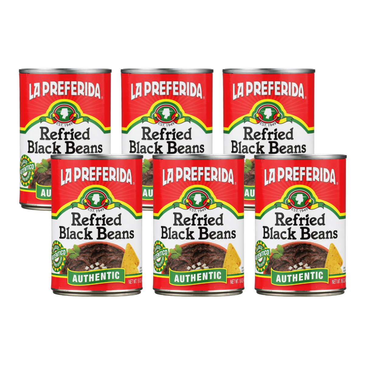 Authentic Refried Black Beans Food Items La Preferida 6 Pack