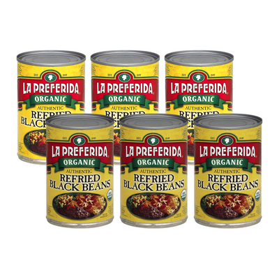 Organic Refried Black Beans Food Items La Preferida 6 Pack