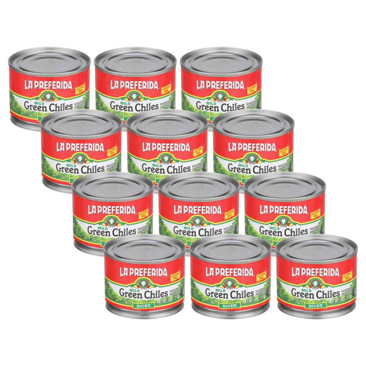 Mild Diced Green Chiles Food Items La Preferida 12 Pack